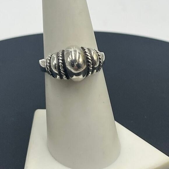 Designer Sterling Silver Polished Oval High Dome Cable Rope Trim Band Ring Sz 7 - Picture 1 of 9
